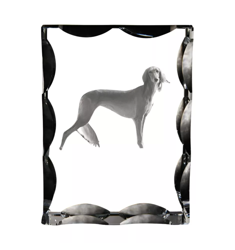 Saluki, Lévrier persan I - cristal avec photo de chien, statuette en verre avec photo, cadre exceptionnel avec photo de la marque Art-Dog