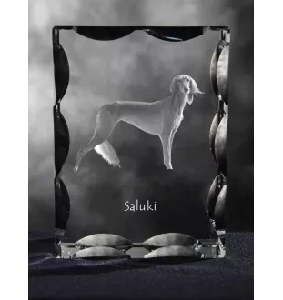 Saluki, Persian Greyhound, Arabian hound, Gazelle hound I - crystal with a picture of a dog, glass statuette with a picture, unique frame with a picture from Art-Dog brand