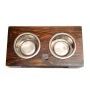 Rottweiler, Rott, Rottie II - wooden stand with bowls for a dog, steel dog bowls, a gift for adopting a dog from the Art-Dog brand