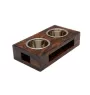 Rottweiler, Rott, Rottie II - wooden stand with bowls for a dog, steel dog bowls, a gift for adopting a dog from the Art-Dog brand