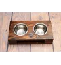 Rottweiler, Rott, Rottie II - wooden stand with bowls for a dog, steel dog bowls, a gift for adopting a dog from the Art-Dog brand