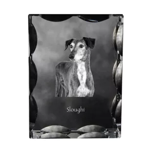 Saluki, Persian Greyhound, Arabian hound, Gazelle hound - crystal with a picture of a dog, glass statuette with a picture, unique frame with a picture from Art-Dog brand