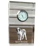 St. Bernard, Saint Bernard, Alpine Mastiff, Bernhardiner - glass clock with a photo, photo of a dog in crystal, personalized standing office clock by Art-Dog brand