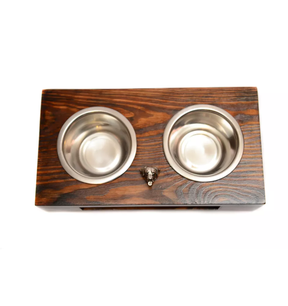 Rottweiler - Holzständer mit Näpfen für Hunde, Edelstahlnäpfe, Geschenk zur Adoption eines Hundes von der Marke Art-Dog