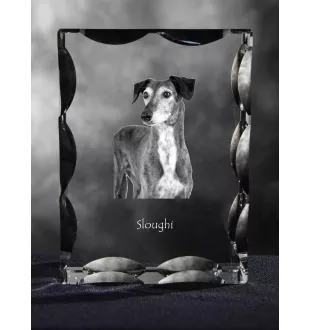 Saluki, Persischer Windhund - Kristall mit einem Hundebild, Glasstatuette mit einem Bild, einzigartiger Bilderrahmen der Marke Art-Dog