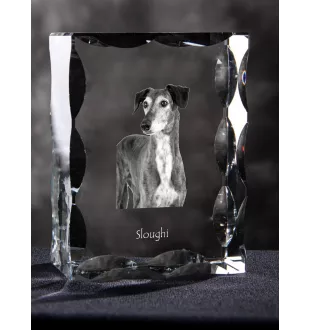 Saluki, Persian Greyhound, Arabian hound, Gazelle hound - crystal with a picture of a dog, glass statuette with a picture, unique frame with a picture from Art-Dog brand