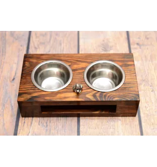 Rottweiler - Holzständer mit Näpfen für Hunde, Edelstahlnäpfe, Geschenk zur Adoption eines Hundes von der Marke Art-Dog