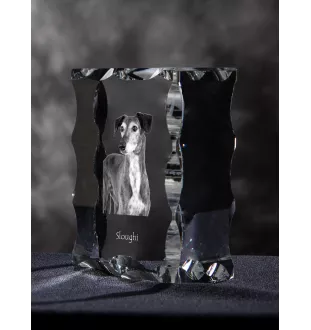 Saluki, Lévrier persan - cristal avec photo de chien, statuette en verre avec photo, cadre exceptionnel avec photo de la marque Art-Dog