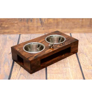 Rottweiler - Holzständer mit Näpfen für Hunde, Edelstahlnäpfe, Geschenk zur Adoption eines Hundes von der Marke Art-Dog