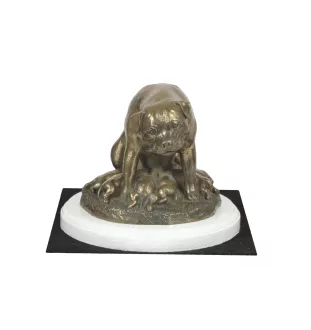 Rottweiler I - Hundestatue, Figur auf weißem Sockel, Trophäe für die Art-Dog-Hundeaustellung.