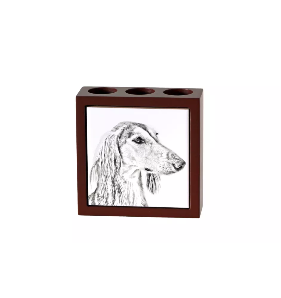 Saluki, Persian Greyhound, Arabian hound, Gazelle hound I - pen holder with a dog, desk organizer with a print, personalized desk decoration from the Art-Dog brand.