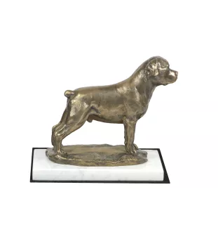 Rottweiler, Bouvier allemand - une statuette de chien, une figurine en marbre blanc, un trophée pour l'exposition de chiens de la marque Art-Dog