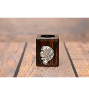 St. Bernard, Saint Bernard, Alpine Mastiff, Bernhardiner - wooden candle holder with a dog, a unique souvenir after losing a dog, a handicraft from the Art-Dog brand