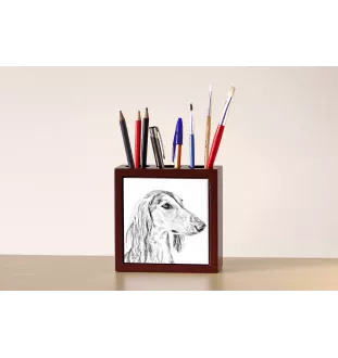 Saluki, Persischer Windhund I - Stifthalter mit Hund, Schreibtischorganizer mit Aufdruck, personalisierte Schreibtischdekoration der Marke Art-Dog