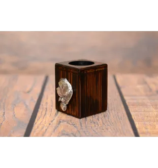 St. Bernard, Saint Bernard, Alpine Mastiff, Bernhardiner - wooden candle holder with a dog, a unique souvenir after losing a dog, a handicraft from the Art-Dog brand