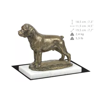 Rottweiler, Bouvier allemand - une statuette de chien, une figurine en marbre blanc, un trophée pour l'exposition de chiens de la marque Art-Dog
