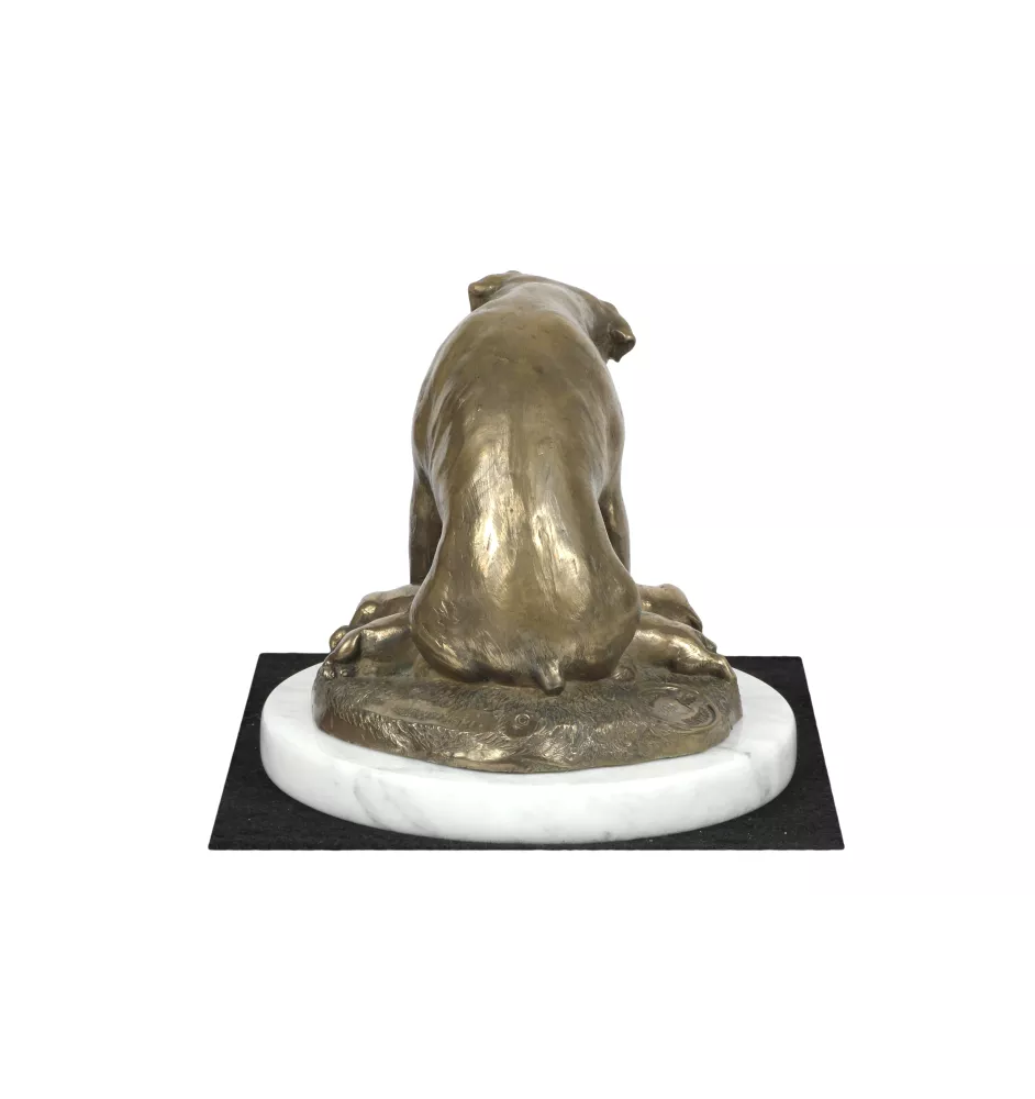 Rottweiler, Rott, Rottie I - dog figurine, statue on white marble, trophy for Art-Dog dog show exhibition