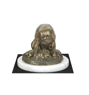 Rottweiler, Rott, Rottie I - dog figurine, statue on white marble, trophy for Art-Dog dog show exhibition