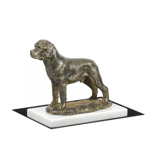 Rottweiler II - Hundestatue, Figur auf weißem Marmor, Trophäe für die Art-Dog-Hundeaustellung