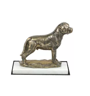Rottweiler II - Hundestatue, Figur auf weißem Marmor, Trophäe für die Art-Dog-Hundeaustellung
