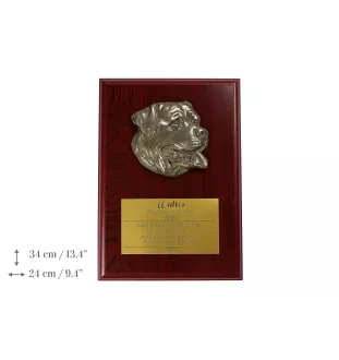 Rottweiler plakietki z zimnego brązu na drewnie Art-Dog