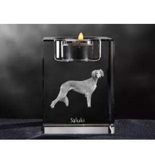 Saluki, Lévrier persan I - Bougeoir avec photo de chien, porte bougie en cristal, cadeau personnalisé par la marque Art-Dog