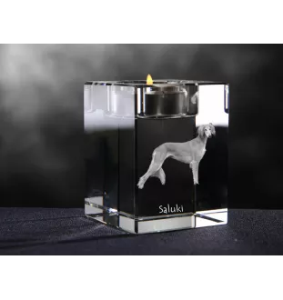 Saluki, Lévrier persan I - Bougeoir avec photo de chien, porte bougie en cristal, cadeau personnalisé par la marque Art-Dog