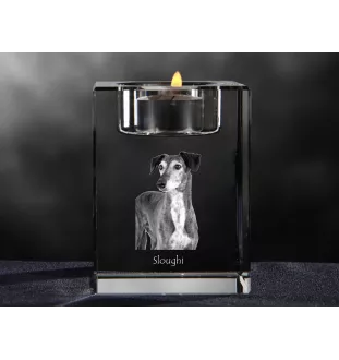 Saluki, Persischer Windhund - Kerzenhalter mit Hundefoto, Teelichthalter aus Kristall, personalisiertes Geschenk der Marke Art-Dog