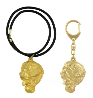 St. Bernhardshund, Bernhardiner - Schlüsselanhänger und Halskette mit Hund in einer Box, vergoldetes Produkt von hoher Qualität, Marke Art-Dog