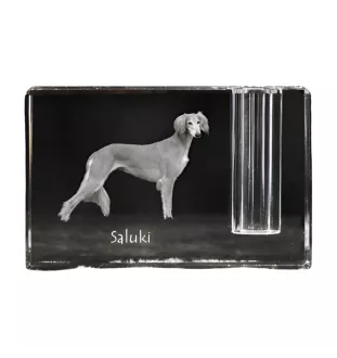 Saluki, Persian Greyhound, Arabian hound, Gazelle hound I - Pen stand, crystal organiser with dog photo, unique desk decoration by Art-Dog brand