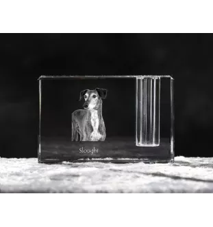 Saluki, Persischer Windhund - Stifthalter, Kristallorganizer mit Hundefoto, einzigartige Schreibtischdekoration der Marke Art-Dog