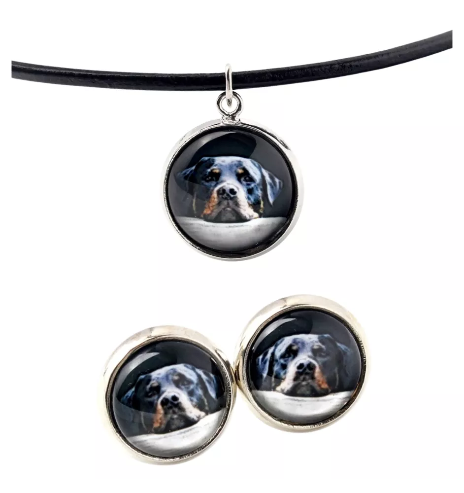 Rottweiler - Schmuck mit Ihrem Foto-Box, Halskette und Ohrringe-Set, personalisierte Produkte der Marke Art-Dog.