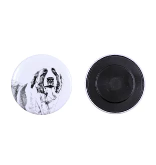 St. Bernhardshund, Bernhardiner Magnet mit einem Hundepfotenabdruck, außergewöhnlich leicht, starker Magnet, handgefertigtes Produkt der Marke Art-Dog