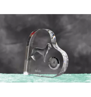 Saluki, Lévrier persan I - horloge en cristal avec une photo de chien, horloge de table en forme de cœur, horloge debout personnalisée de la marque Art-Dog