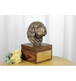 St. Bernard, Saint Bernard, Alpine Mastiff, Bernhardiner - urn for dog ashes with a statuette, small urn for a dog, personalized urn with a bust of a dog by Art-Dog brand