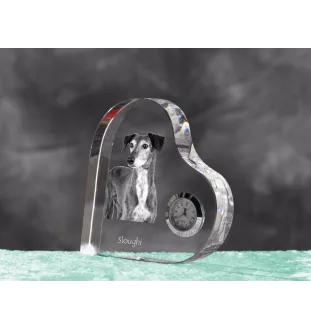 Saluki, Lévrier persan - horloge en cristal avec une photo de chien, horloge de table en forme de cœur, horloge debout personnalisée de la marque Art-Dog