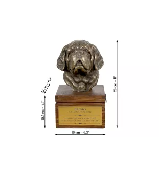 St. Bernard, Saint Bernard, Alpine Mastiff, Bernhardiner - urn for dog ashes with a statuette, small urn for a dog, personalized urn with a bust of a dog by Art-Dog brand