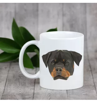 Rottweiler, Rott, Rottie - cup with a geometric dog image and the inscription Art-Dog