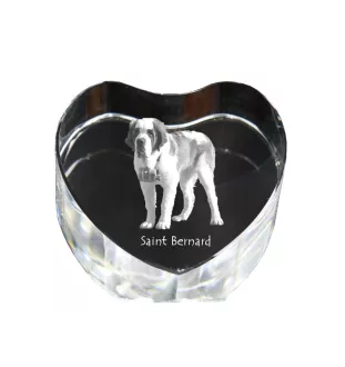 St. Bernhardshund, Bernhardiner - Hundebild im Kristall, Kristallherz, einzigartiger Bilderrahmen der Marke Art-Dog