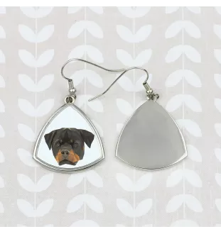 Rottweiler, Rott, Rottie - earrings with a picture and the inscription geometric dog Art-Dog