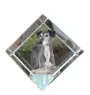 Saluki, Lévrier persan - un cube de cristal avec une photo, une photo de cheval dans le cristal, un presse-papiers cubique de la marque Art-Dog