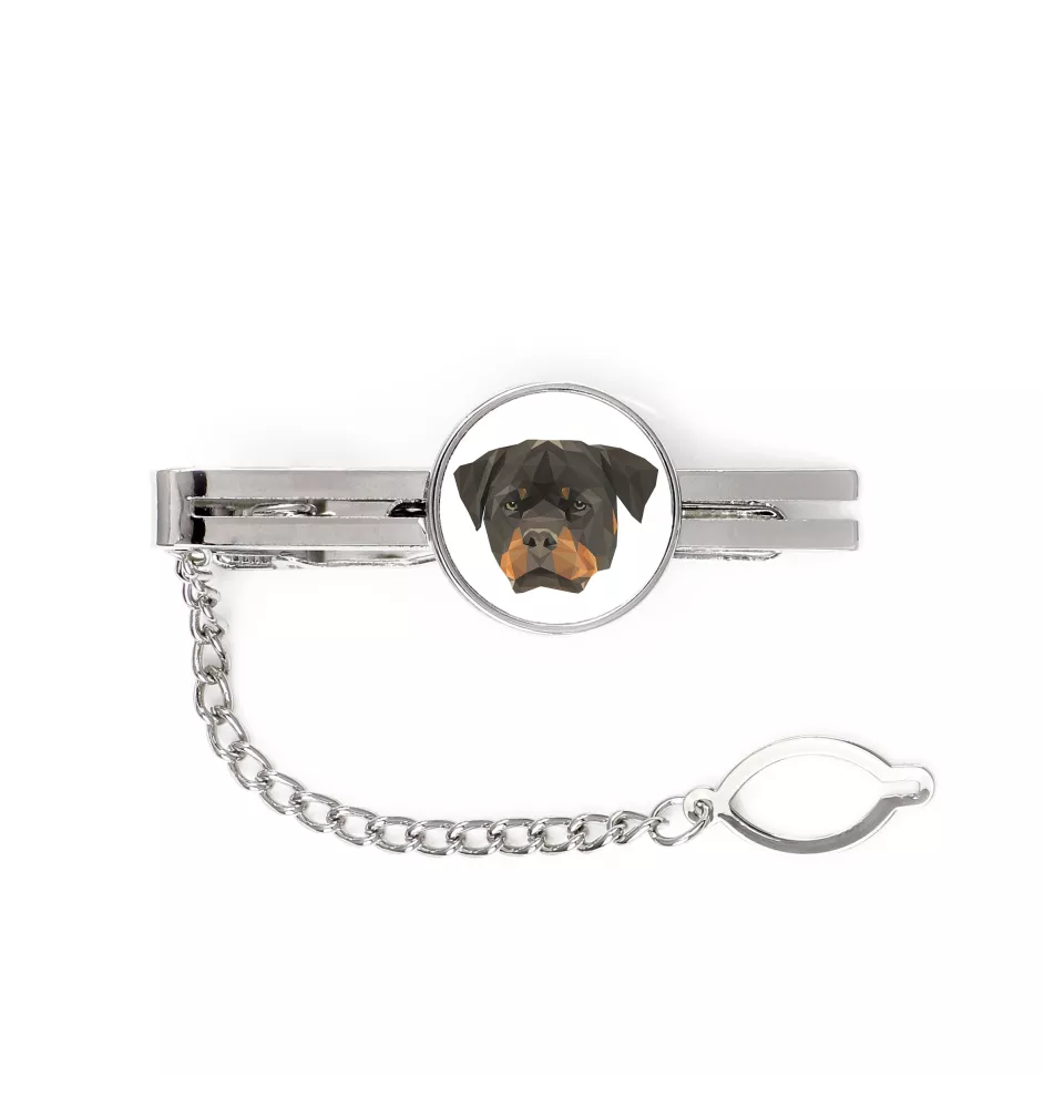 Rottweiler, Bouvier allemand - épingle de cravate géométrique avec photo et inscription Art-Dog