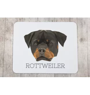 Rottweiler, Rott, Rottie - geometric mouse pad with a picture and text by Art-Dog