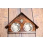 St. Bernard, Saint Bernard, Alpine Mastiff, Bernhardiner - wooden stand with bowls for a dog, decorative dog bowls, a gift for adopting a dog from the Art-Dog brand