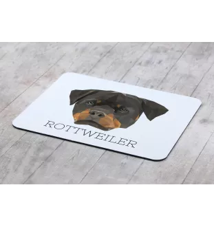 Rottweiler - geometrisches Mauspad mit Bild und Aufschrift von Art-Dog