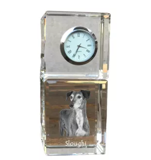 Saluki, Persian Greyhound, Arabian hound, Gazelle hound - crystal clock with a photo, a photo of a dog in crystal, personalized desk clock by Art-Dog brand
