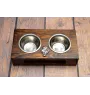 St. Bernard, Saint Bernard, Alpine Mastiff, Bernhardiner - wooden stand with bowls for a dog, steel dog bowls, a gift for adopting a dog from the Art-Dog brand