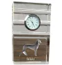Saluki, Persischer Windhund I - Glasuhr mit Foto, Foto eines Hundes im Kristall, personalisierte Tischuhr für das Büro der Marke Art-Dog