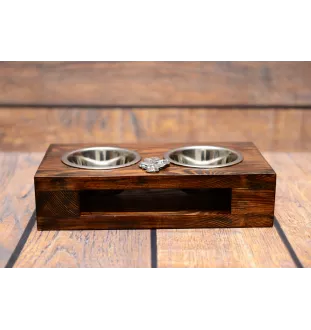 St. Bernhardshund, Bernhardiner - Holzständer mit Näpfen für Hunde, Edelstahlnäpfe, Geschenk zur Adoption eines Hundes von der Marke Art-Dog