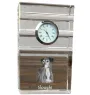 Saluki, Persischer Windhund - Glasuhr mit Foto, Foto eines Hundes im Kristall, personalisierte Tischuhr für das Büro der Marke Art-Dog